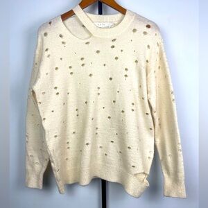 ASTR The Label‎ Cream Knit Distressed Torn Pullover Sweater
